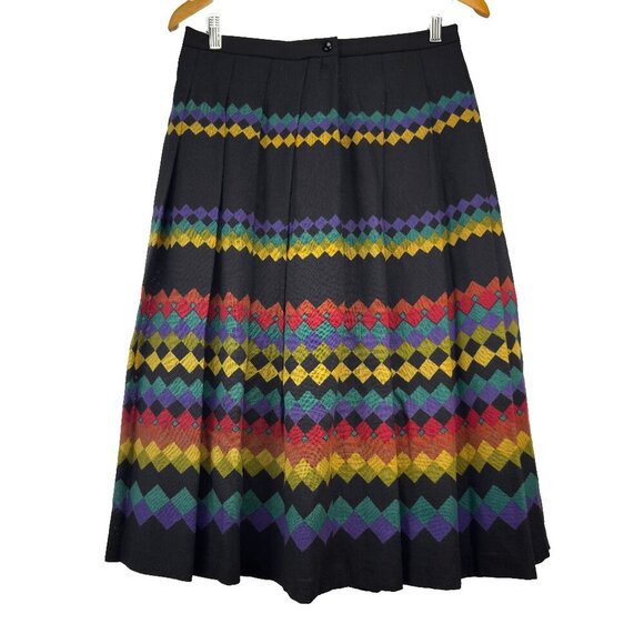 NINA RICCI Boutiqueโ Paris VTG Wool Academia Office Pleated Boho Print EU 38 / M - Picture 3 of 12